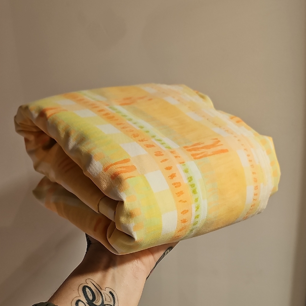 Vibrant Yellow and Orange Plaid Bedding Sheet